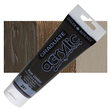 Open in modal - Daler-Rowney Graduate Acrylic Paint - Raw Umber, 120 ml tube and swatch