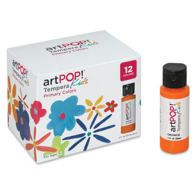 artPOP! Kids Tempera Paint Set - Set of 12 (Orange bottle next to package)