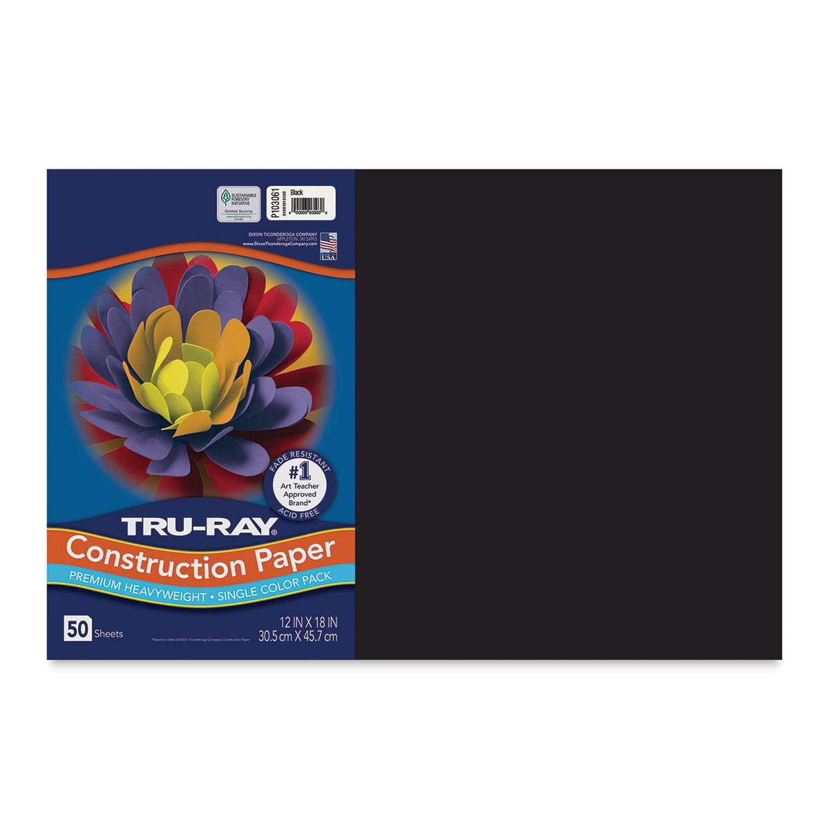 Tru-Ray 9 x 12 Construction Paper, Black/White, 144 Sheets/Pack