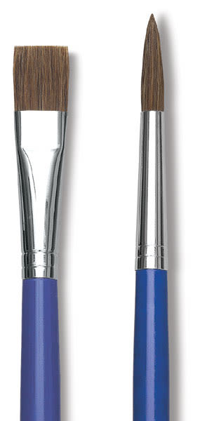 Blick Scholastic Ox Hair Brushes - Closeup of two types of brush tips
