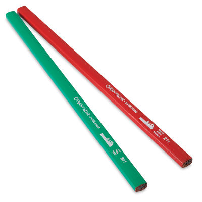 Caran D 'Ache Carpenter Pencils - Red and Green pencils at angle