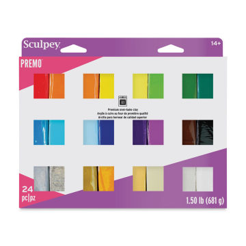 Sculpey Premo - Front of Assorted Colors Set of 24 package
