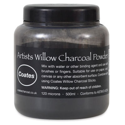 Coates Willow Charcoal Powder - 500 ml jar, front view
