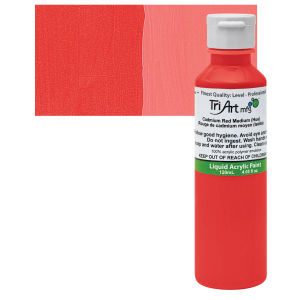 Tri-Art Finest Liquid Artist Acrylics - Cadmium Red Medium Hue, 120 ml bottle
