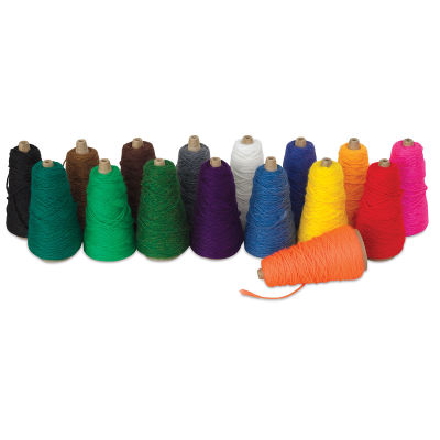 Trait-tex Bright Intermediate Rug Yarn - Components of 4-ply set of 16 colors