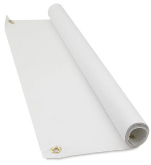 Paint It Yourself Classroom Mural Canvas - Slightly unrolled canvas showing grommets