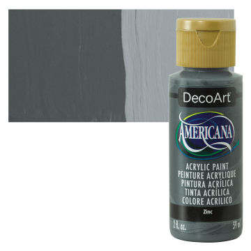 DecoArt Americana Acrylic Paint - Zinc, 2 oz, Swatch with bottle