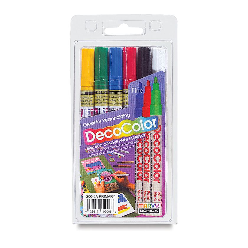 Decocolor Paint Markers Primary Colors, Fine Tip, Set of 6 BLICK