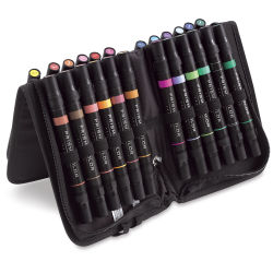 Prismacolor Premier Double-Ended Art Marker Set - Assorted Colors, Set of 24 with Marker Case (markers in case, standing up)