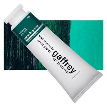 Open in modal - Gaffrey Art Material Standard Body Acrylic Paint - Phthalo Green, 200 ml tube and swatch