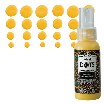FolkArt Dots Acrylic Paint - Sunset, Swatch with bottle