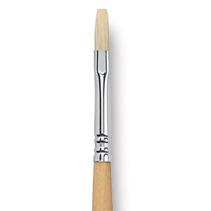 Escoda Clasico Chungking White Bristle Brush - Flat, Long Handle, Size 6