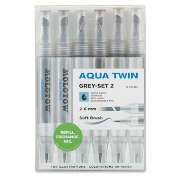Open in modal - Molotow Aqua Twin Markers and Sets - Front of package of Grays Set 2