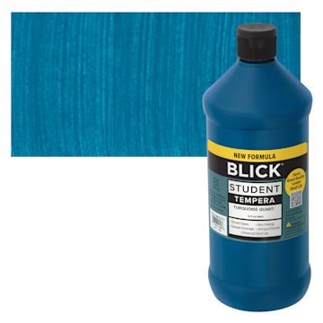 Open in modal - Blick Student Tempera Paint - Turquoise, 32 oz bottle and swatch
