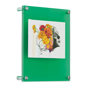 Open in modal - Wexel Art Double Panel Jewel Tone Acrylic Frame - Emerald Frost with Silver Hardware, 10" x 12" (At an angle)