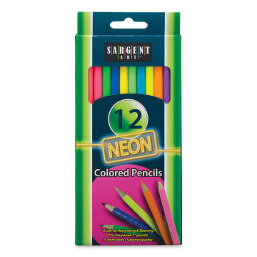 Sargent Art Neon Colored Pencil Set - Front of package of 12 Neon Pencils
