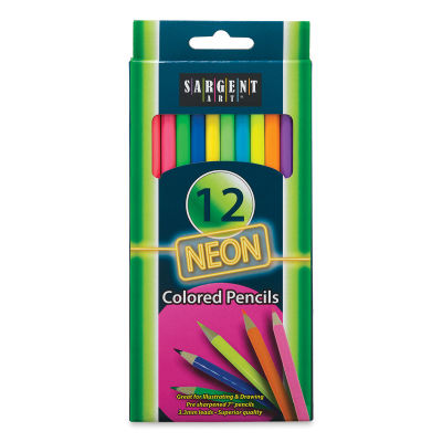 Sargent Art Neon Colored Pencil Set - Front of package of 12 Neon Pencils
