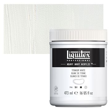 Open in modal - Liquitex Heavy Body Artist Acrylic - Titanium White, 16 oz Jar and swatch