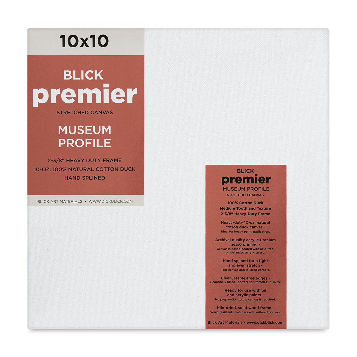 Blick Premier Stretched Cotton Canvas - Museum Profile, Splined, 10 x 10