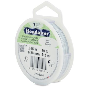 Open in modal - Beadalon 7 Strand Stringing Wire - Angled view of spool of White wire
