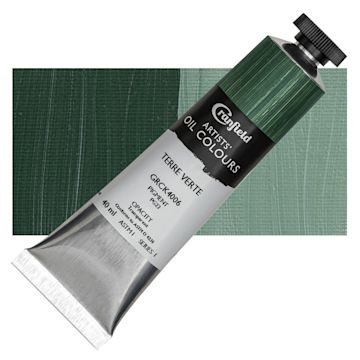 Open in modal - Cranfield Artists' Oil Paint - Terre Verte, 40 ml, Tube and swatch