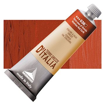 Open in modal - Maimeri Italian Natural Earth Oil Paint - Venetian Red Earth, 60 ml tube and swatch
