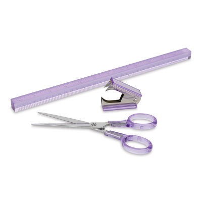 Kate Spade New York Colorblock Acrylic Desk Accessories - Desk Supplies Set, Lilac (Ruler, staple remover, and scissors)