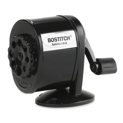 Antimicrobial Manual Pencil Sharpener - Left angled view showing adjustable pencil slots
