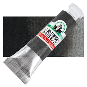 Open in modal - Old Holland Classic Artist Watercolor - Scheveningen Intense Black, 6 ml tube and swatch