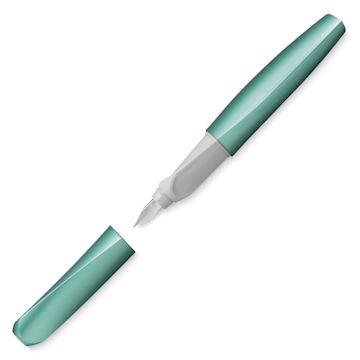 Open in modal - Pelikan Twist Fountain Pen - Cold Alaska, Medium Tip, pen and cap