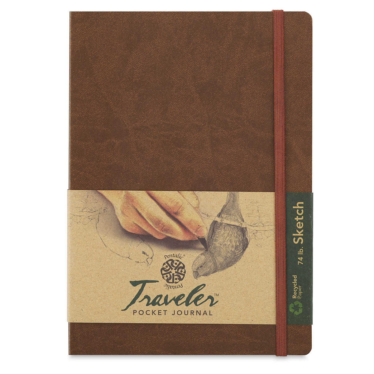 Pentalic Recycled Traveler's Sketchbook - 8-1/4 inch x 5-7/8 inch, Metallic Silver