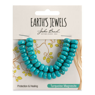 John Bead Semi-Precious Beads - Turquoise Howlite, Rondell, 5 mm x 8 mm, 41 beads
