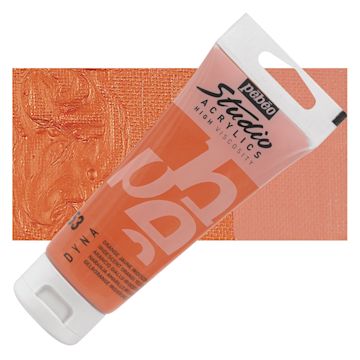 Open in modal - Pebeo High Viscosity Acrylic - Iridescent Orange/Yellow, 100 ml, Tube and swatch