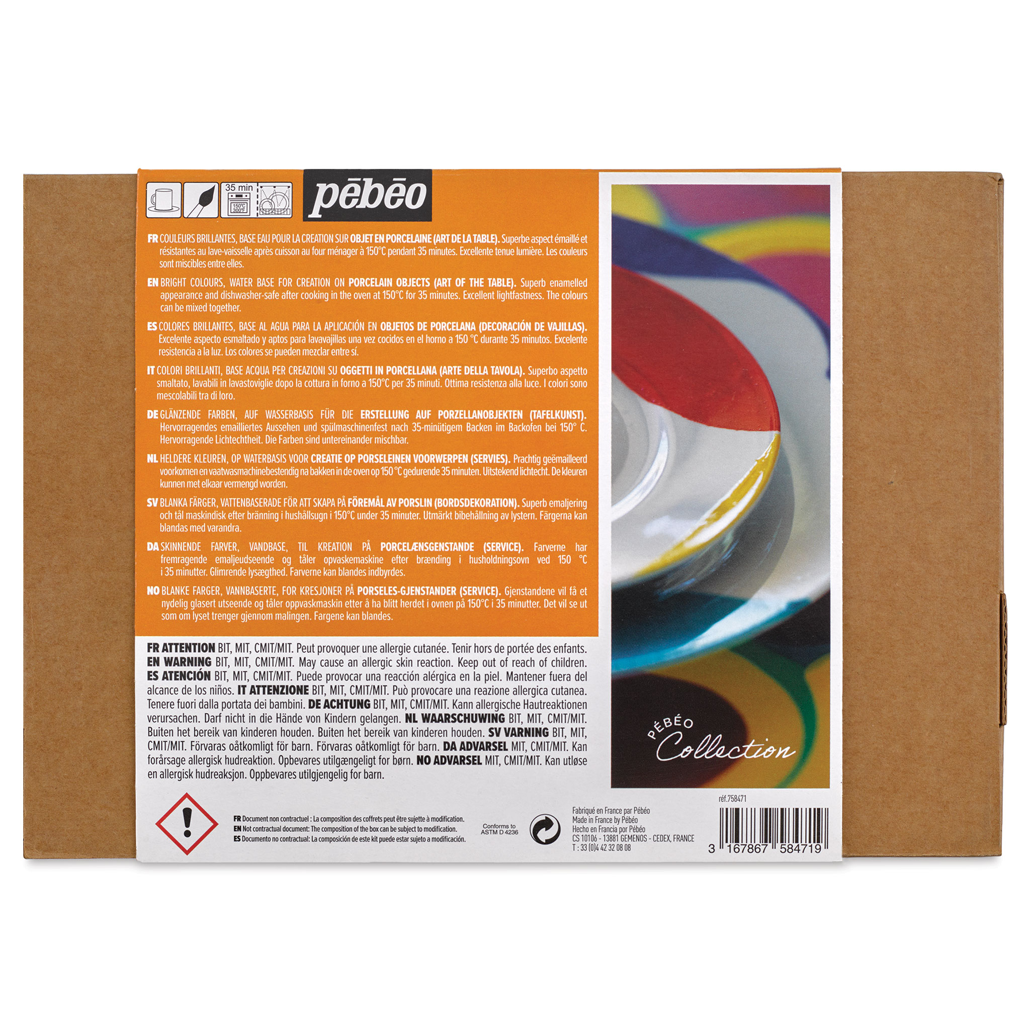 Pebeo Porcelaine 150 Paints - Set of 10, 45 ml bottle