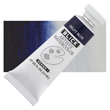 Open in modal - Blick Artists' Watercolor - Delft Blue, 14 ml tube and swatch