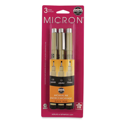 Sakura Pigma Micron Pens - Set of 3, Black 08, 10, 12