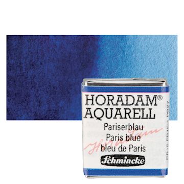 Open in modal - Schmincke Horadam Aquarell Watercolor - Paris Blue, Half Pan and swatch