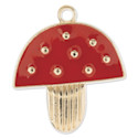 John Bead Sweet & Petite Charm - Mushrooms, Red, Pkg of 3