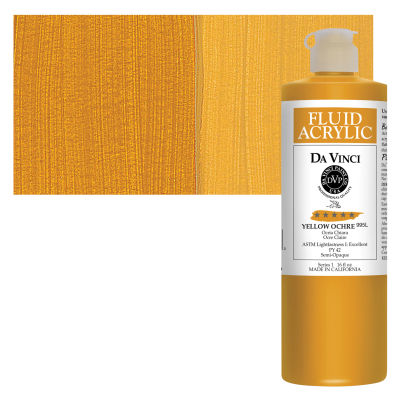 Da Vinci Fluid Acrylics - Yellow Ochre, 16 oz bottle