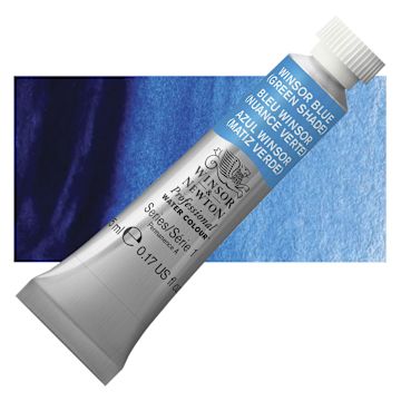 Open in modal - Winsor & Newton Professional Watercolor - Winsor Blue (Green Shade), 5 ml Tube and swatch