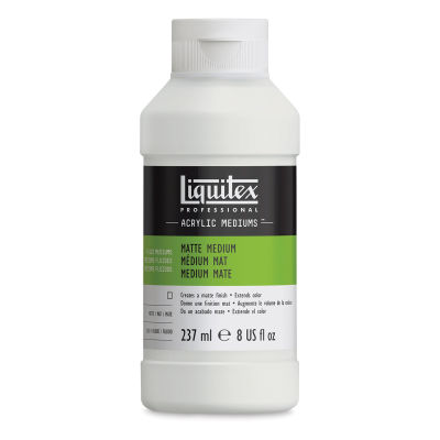 Liquitex Fluids Acrylic Medium - Matte, 8 oz Bottle. Front of bottle.