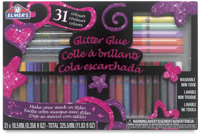 Elmer's 3-D Washable Glitter Glue Pens - Front of package of 31 Glitter Glue pens