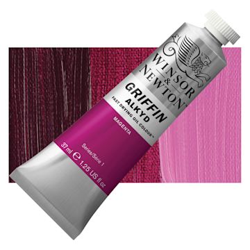 Open in modal - Winsor & Newton Griffin Alkyd - Magenta, 37 ml tube and swatch