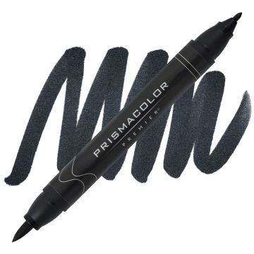 Prismacolor Premier Dual-Ended Brush Tip Marker - Black (marker and swatch)