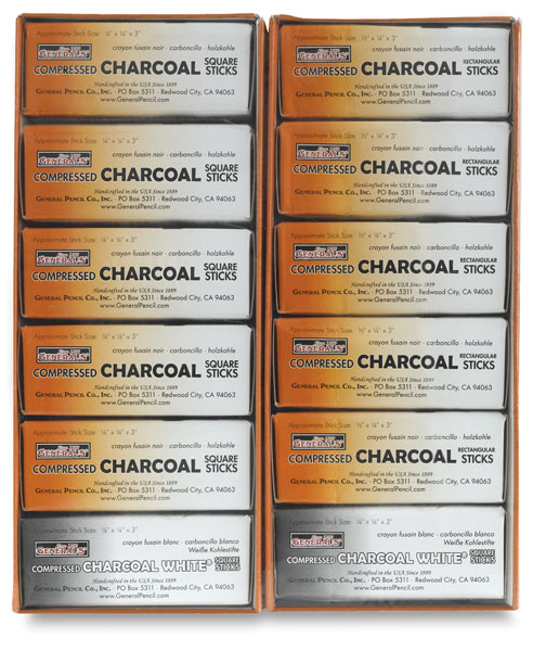 GENERAL'S COMPRESSED CHARCOAL STICKS 6B SET/2 - Hull's Art Supply & Framing