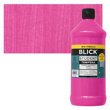 Open in modal - Blick Student Tempera Paint - Primary Magenta, 32 oz bottle and swatch