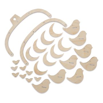 Open in modal - Leisure Arts Wood Mobile Birds Kit (Kit contents)