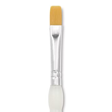 Open in modal - Royal & Langnickel Soft Grip Golden Taklon Brush - Shader, Short Handle, Size 10, close-up