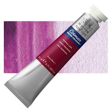 Open in modal - Winsor & Newton Cotman Watercolor - Purple Lake, 21 ml tube and swatch