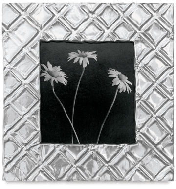 Amaco ArtEmboss Aluminum Sheets - Photo of Daisies in finished picture frame of embossed aluminum